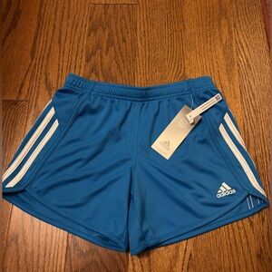 ADIDAS GIRL’S ATHLETIC SHORTS: BLUE/WHITE: NWT: SZ L (14)